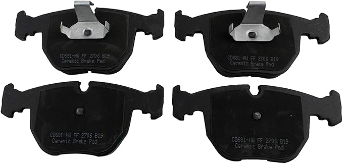 TRQ Front Brake Pads Ceramic Hardware Compatible with 1995-2001 BMW 740iL 1995-2001 740i 1997-2003 540i 2001-2003 530i 2000-2003 M5 2000-2006 X5