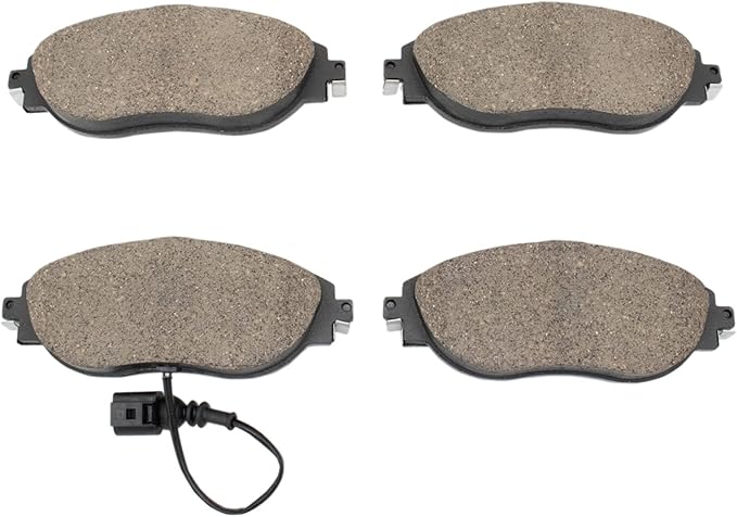 TRQ Front Ceramic Brake Pad Set Includes Contact Point Grease Compatible with 23-24 Audi A3 340mm Rotors 1LC 23-24 A3 Quattro 1LC 1LJ 1LG 22-24 Volkswagen Jetta 340mm Rotors 1LT