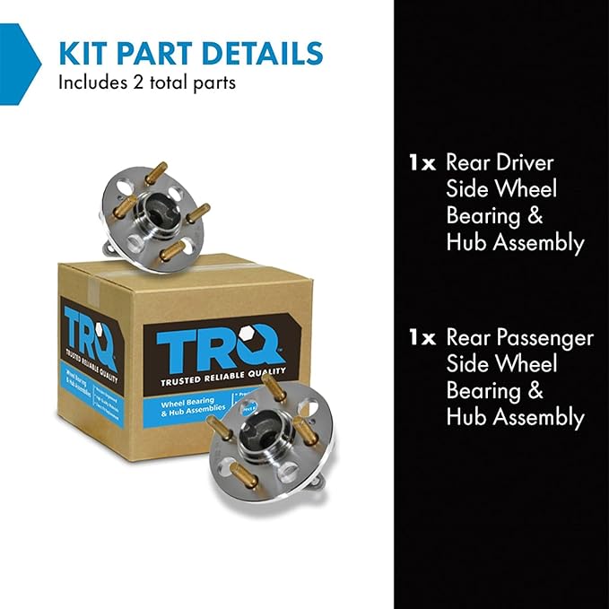 TRQ 2 Piece Rear Wheel Bearing & Hub Assembly Set Compatible with 2007-2011 Hyundai Accent 2006-2011 Kia Rio Rio5