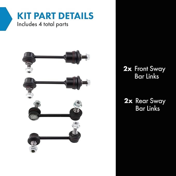 TRQ Front & Rear Sway Bar Stabilizer Link Set Compatible with 2012-2013 Hyundai Equus 2009-2014 Genesis