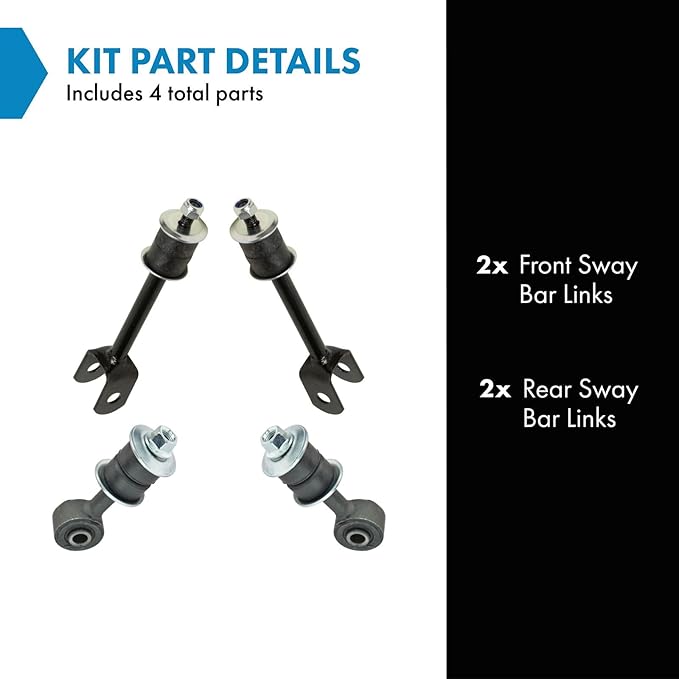 TRQ Front and Rear Sway Bar Link Set 4 Piece Compatible with 1998 Lexus LX470 From 4/01/98 Production Date 1999-2007 LX470 1999-2007 Toyota Land Cruiser