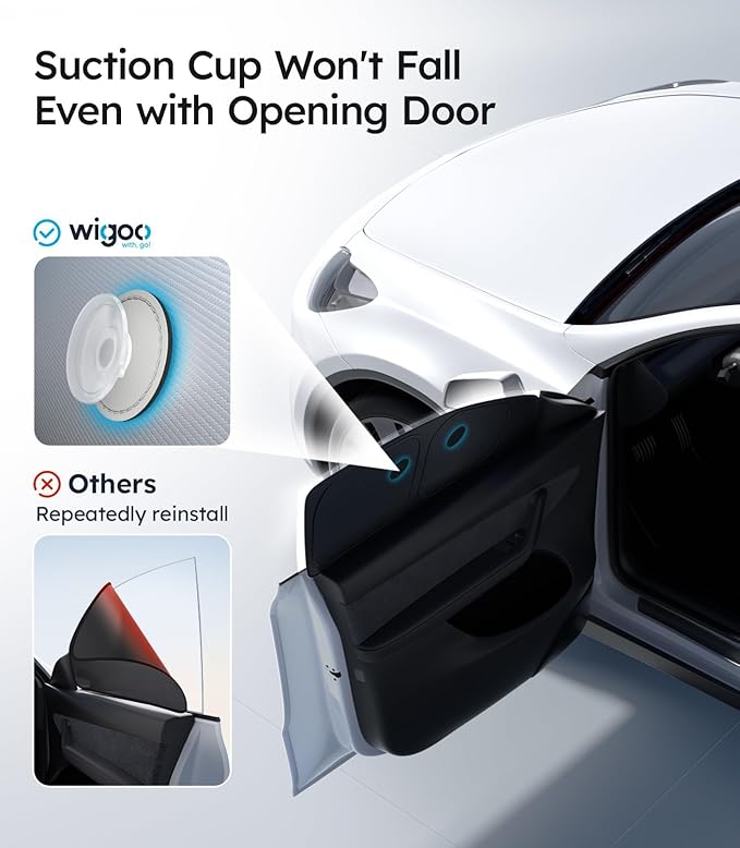 Wigoo 2026 Upgrade Tesla Model Y Juniper Side Window Sunshade [Ice-Crystal Cool, Suction No-Fall] Sun Block for Baby & Camping & Privacy Napping, 7PCS No Front Windshield for Model Y Juniper 2025-2026