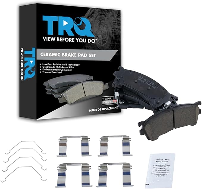 TRQ Front Brake Pads Ceramic Hardware Compatible with 1993-1997 Ford Probe 1994-2002 Mazda 626 1994-1997 MX-6 1999-2000 Protege