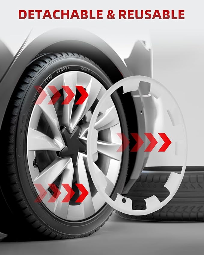 Model Y All-in-one Wheel Rim Protector for Tesla Model Y Juniper 20" Helix Wheel- Strips for Curb Rash Prevention Wheel Rim Protector Easy to Install (Matte Black, 4pcs)