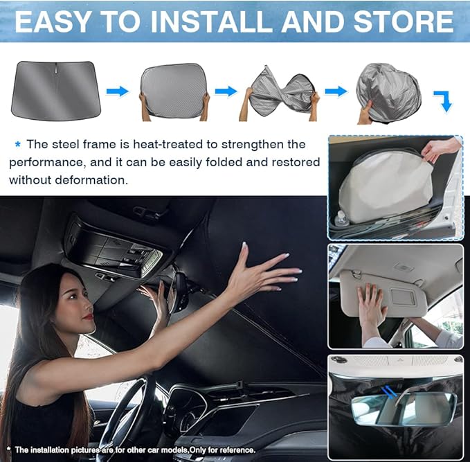 Karltys Front Windshield Sun Shade for 2018-2022 Honda Accord, Thickened Reflective Window Sunshade Custom Fit 10th Gen. Accord, Foldable Sun Visor Protector Blocks Heat UV Rays