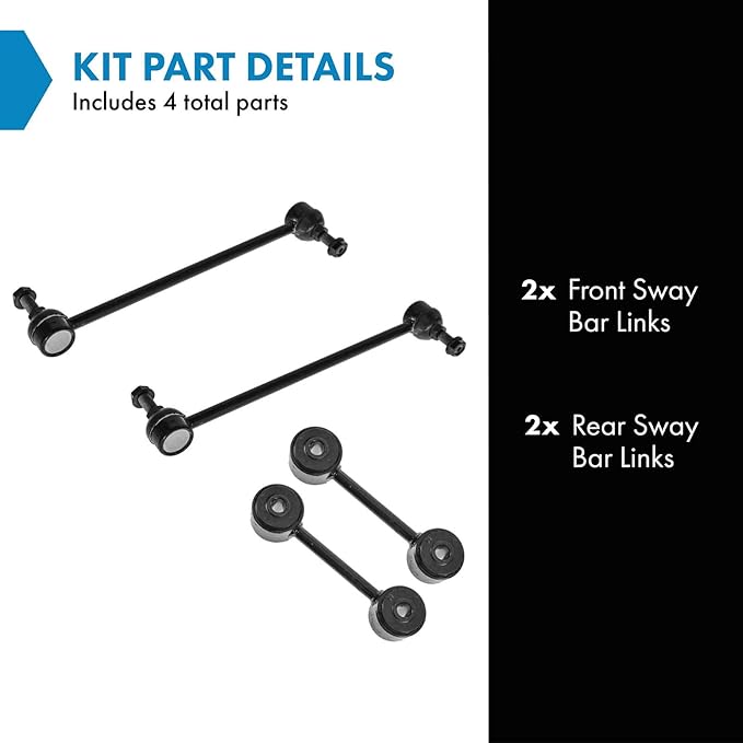 TRQ Sway Bar Stabilizer Link Set Front & Rear Compatible with 1996-2007 Chrysler Town & Country 2000-2003 Voyager Dodge Caravan Grand Caravan 1996-2000 Plymouth Grand Voyager
