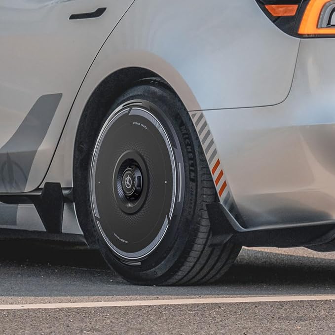 HALODISC 2 Wheel Covers Designed for Tesla Model 3 (18" Aero Wheels & 18" Photon Wheels), Cyber Track-Black