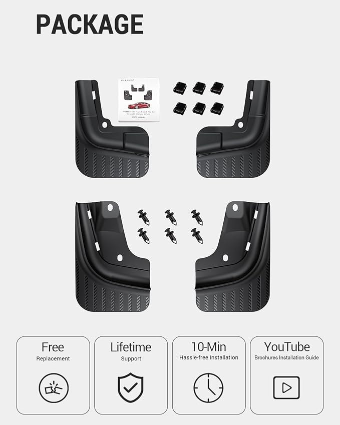 BASENOR 2021-2026 Tesla Model S 2021-2025 Model S Plaid Mud Flaps Splash Guards [No Drilling No Tape] [10X Stronger] All Weather Tire Protector Mudflaps for Model S Exterior Accessories