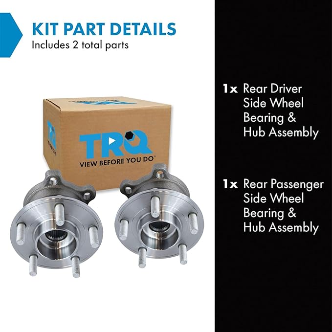TRQ Rear Wheel Bearing and Hub Assembly Set 2 Piece Compatible with 13-19 Ford Escape AWD 15-16 Lincoln MKC AWD 17-18 MKC Black Label Select Reserve AWD 17-18 MKC Select Reserve FWD 2019 MKC AWD