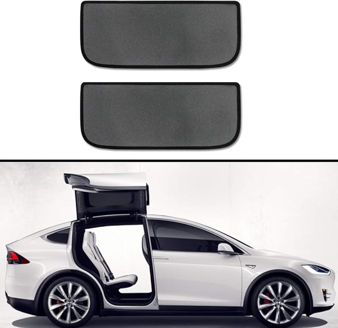 Upgrade Falcon Wing Windows Foldable Sunroof Shades UV Rays Protection - 2 Pieces Compatible with Tesla Model X (Black)