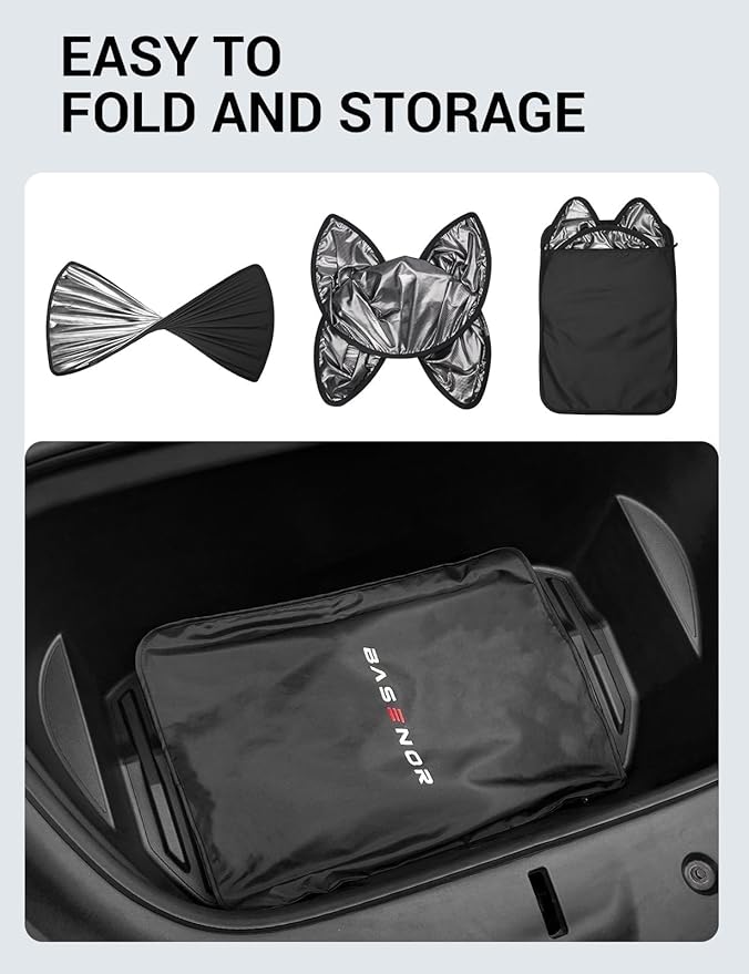 BASENOR 2026-2022 Tesla Model S Sunshade Roof [No Gap] Glass Roof Sunshade UV Protection Foldable Sunroof Shade Top Window Cover for Model S/Model S Plaid Heat Insulation Upgraded Black