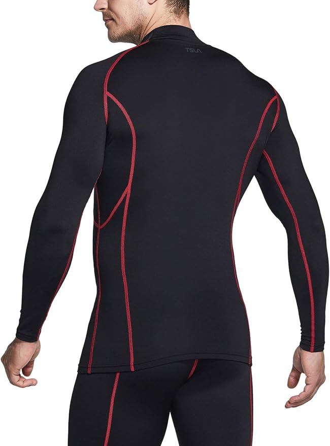 TSLA Men's Thermal Long Sleeve Compression Shirts, Mock/Turtleneck Winter Sports Running Base Layer Top