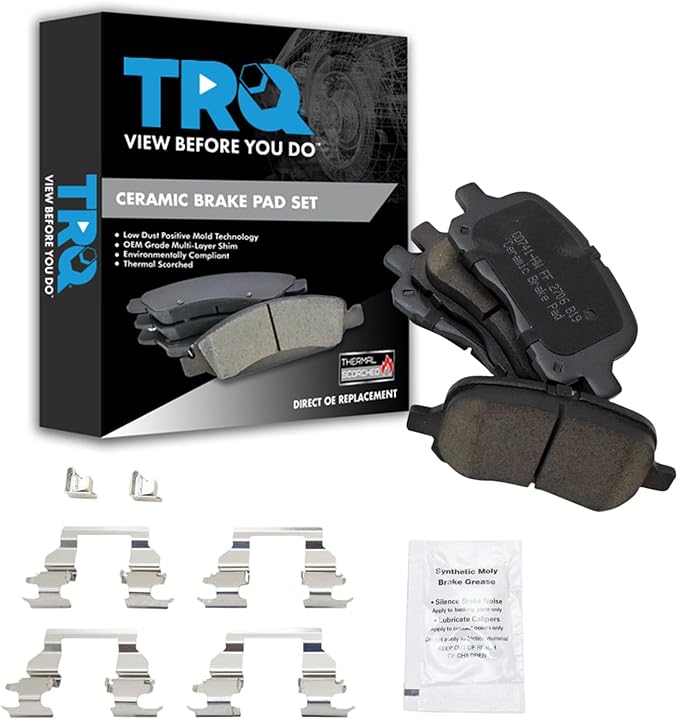 TRQ Front Brake Pads Ceramic Hardware Compatible with 1998-2002 Chevrolet Prizm 1998-2002 Toyota Corolla