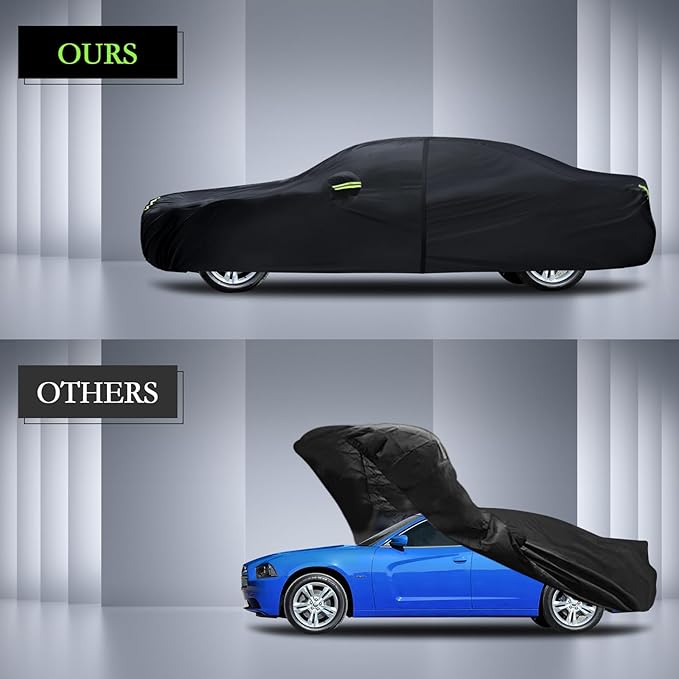 Car Cover Custom Fit for Dodge Charger 2006-2025, Waterproof All Weather Full Exterior Cover Rain Sun Hail Protector Car Cover with Door Zipper