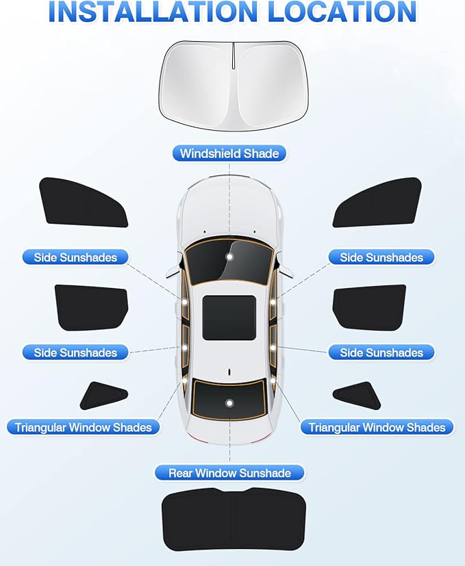 Sunshades for 2020-2025 2026 Ford Escape Windshield Sun Shade Side Rear Window Shade Cover Kit Sun Visor Shield Privacy Protection Keep Vehicle Cool Black 8PCS