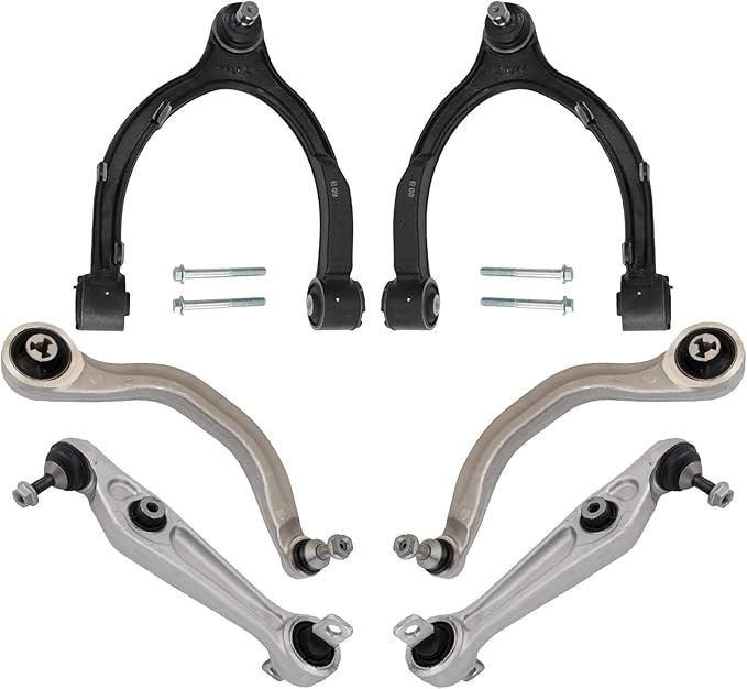 TRQ Front Upper and Lower Control Arm with Ball Joint Set 6 Piece Compatible with 2017-2023 Tesla 3