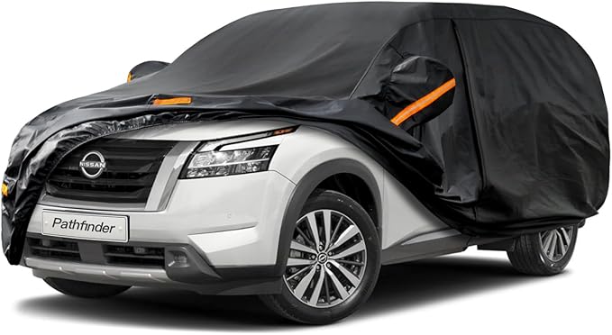 Kayme 7 Layers SUV Car Cover Custom Fit for Nissan Pathfinder (2005-2025) Waterproof All Weather for Automobiles, Outdoor Full Cover Rain Sun UV Protection.Black