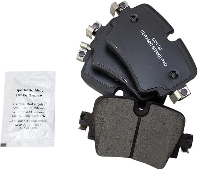 TRQ Rear Ceramic Brake Pad Set Includes Contact Point Grease Compatible with 2018-21 Jaguar F-Type L4 2.0L 2014-17 F-Type Base Model 2018-19 XJ V6 3.0L