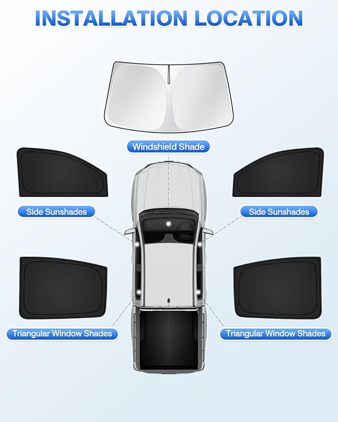 Sunshades for 2023-2025 2026 Chevrolet/Chevy Colorado Accessories Windshield Sun Shade Side Rear Window Shade Cover Sun Visor Shield Privacy Protection Keep Vehicle Cool Black 5PCS