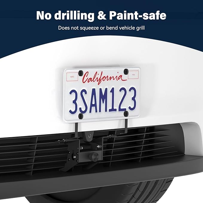 2026 Upgraded Lockable No Drill Front License Plate Holder for Model Y Juniper, License Plate Mount Kit with Anti-Theft Design for Tesla Model Y Juniper Accessories,No Block Bumper Camera Visibility