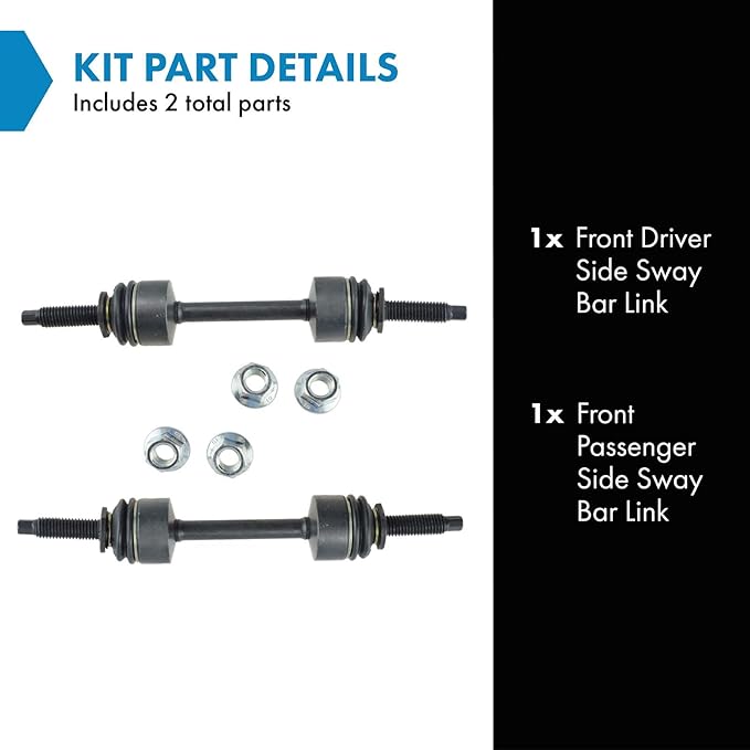 TRQ Front Driver and Passenger Side Sway Bar Link Set 2 Piece Compatible with 09 Ford F-150 4WD 10-14 F-150 4WD 11-12 F-150 AWD 15-20 F-150 4WD 11-22 F-250 4WD 11-22 F-350 4WD 09-22 F-450 09-22 F-550