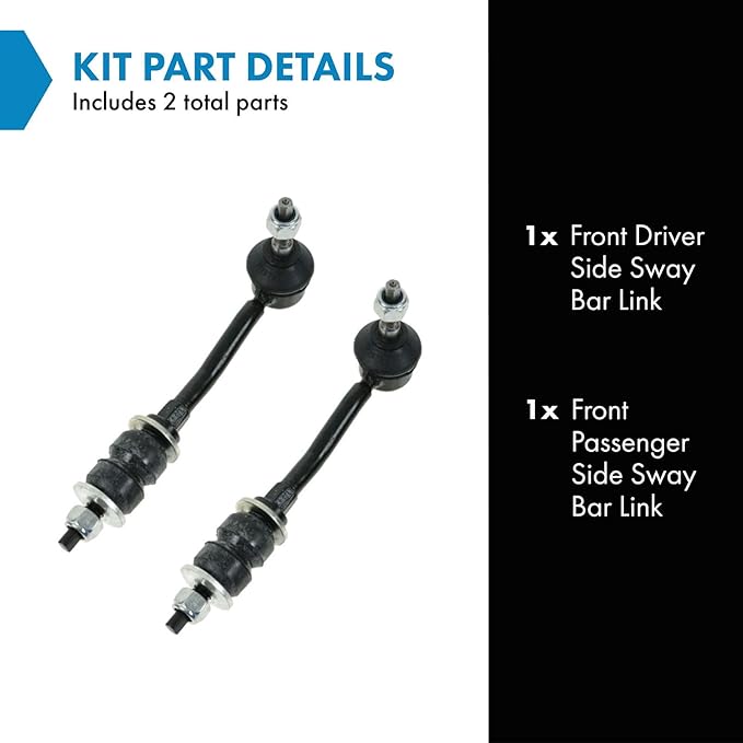 TRQ Front Driver and Passenger Side Sway Bar Link Set Compatible with 1997-2004 Dodge Dakota Rear Wheel Drive 1999-2003 Durango Rear Wheel Drive