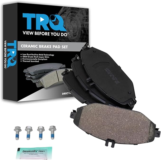 TRQ Front Ceramic Brake Pad Set Compatible with 15-20 Mercedes-Benz C300 4Matic 18-19 E300 without Sport Package