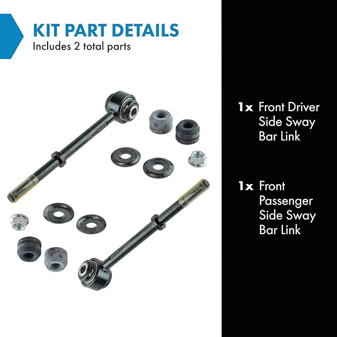 TRQ Front Driver and Passenger Side Sway Bar Link Set 2 Piece Compatible with 05-07 Ford F-250 Super Duty 4 Wheel Drive 05-07 F-350 Super Duty 4 Wheel Drive 05-07 F-450 Super Duty 4 X 4