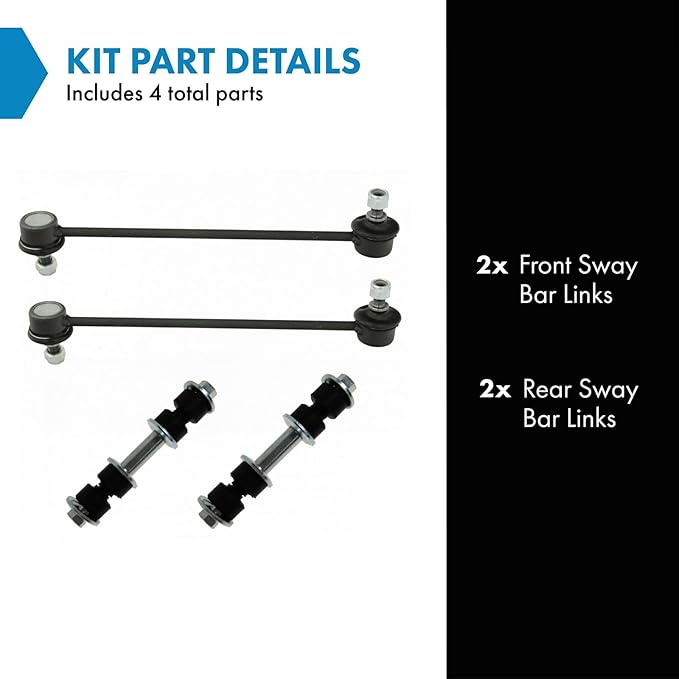 TRQ Front and Rear Sway Bar Link Set 4 Piece Compatible with 2010-2016 Jeep Compass 2017 Compass US Built Models 1st VIN Digit 1 2010-2017 Patriot