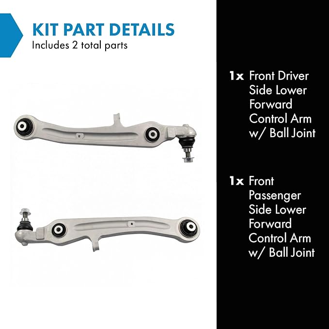 TRQ Front Left and Right Lower Control Arm with Ball Joint Set 2 Piece Compatible with 2004-2010 Audi A8 Quattro 2007-2009 Audi S8
