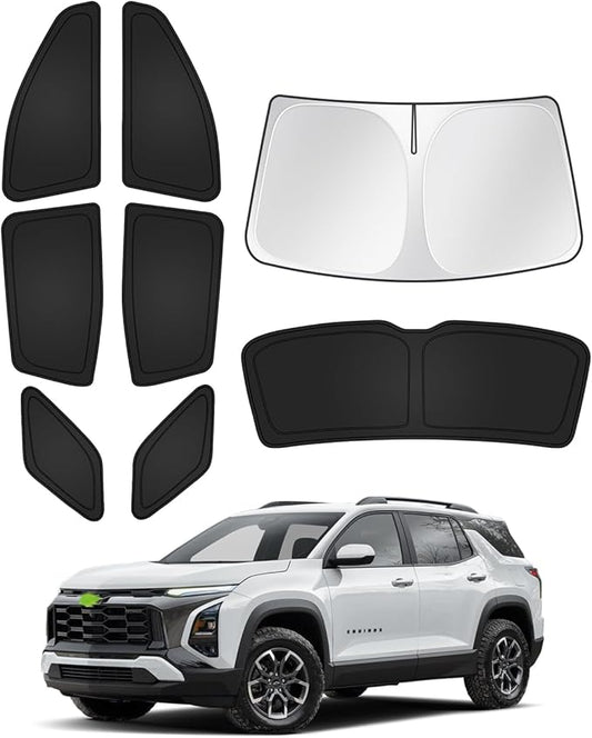 Sunshades for 2025 2026 Chevrolet/Chevy Equinox Accessories Windshield Sun Shade Side Rear Window Shade Cover Sun Visor Shield Privacy Protection Keep Car Cool Black 8PCS(NOT for Equinox EV)