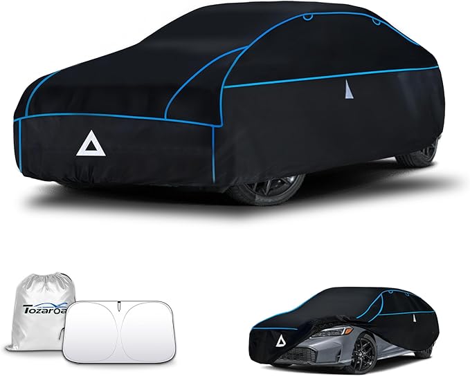 Hail Protector Car Cover for Sedan(Length:179-185inch) + Gift Windshield Sunshade, Multi-Layered EVA Hail Proof Car Cover, Padded Car Hail Protector Blanket for Corolla/Prius, Civic, Jetta, Forte etc.