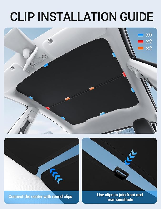 Motrobe 2026 Tesla Model Y Juniper Accessories Sunshade Roof [No Gap No Sag] Nano Ice-Crystal Glass Roof Sun Shade Heat Insulation Model Y Juniper (Only Premium & Performance 2025/2026) Black