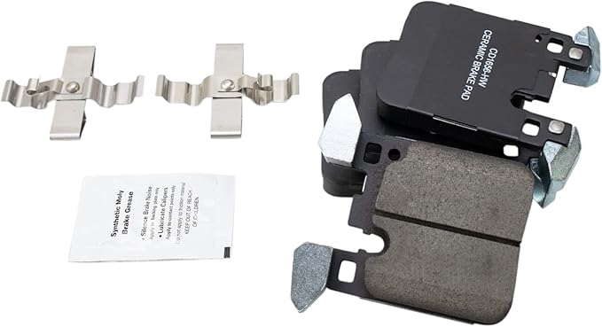 TRQ Rear Ceramic Brake Pad Set Compatible with 17-21 BMW M240i 17-21 230i with Blue Painted Calipers 15-20 M4 without Ceramic Composite Brakes