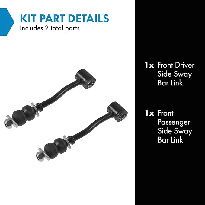 TRQ Front Driver and Passenger Side Sway Bar Link Set 2 Piece Compatible with 1991-2001 Jeep Cherokee 1993-1995 Grand Cherokee 1991-1992 Comanche 1993 Grand Wagoneer