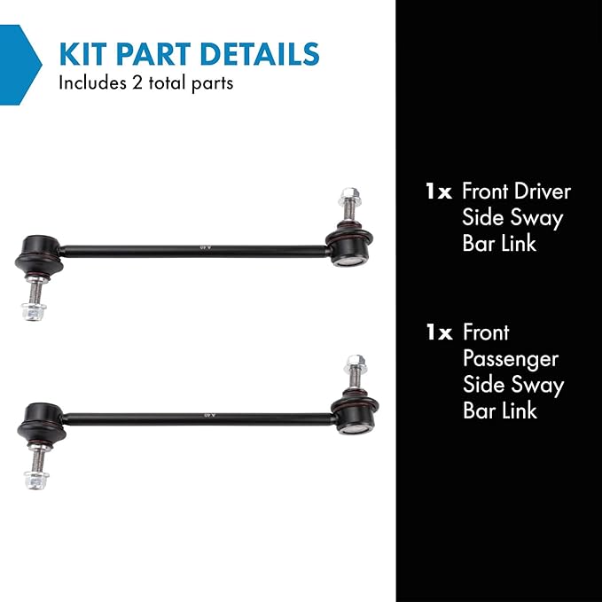 TRQ Front Driver and Passenger Side Sway Bar Link Set 2 Piece Compatible with 2016-2021 Tesla X