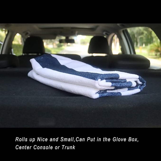 Car Seat Cover Protector Front Seats,for Gym Workout,Running,Swimming,Beach and Hiking,Waterproof Sweat Towel Bucket Seat Covers for Cars SUV Trucks (Blue Stripe, 2Pcs)