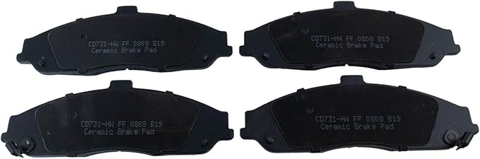 TRQ Front Brake Pads Ceramic Hardware Wear Sensor Compatible with 2004-2009 Cadillac XLR 1997-2013 Chevrolet Corvette