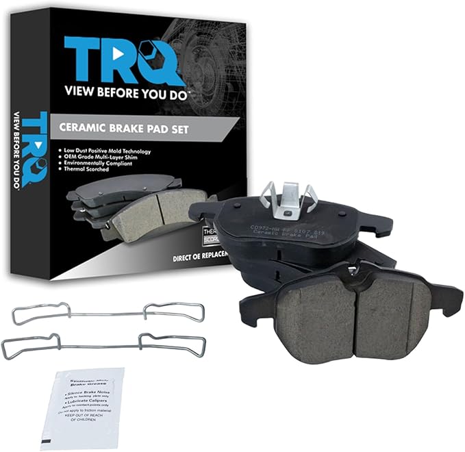 TRQ Front Brake Pads Ceramic Hardware Compatible with 2003-2011 Saab 9-3