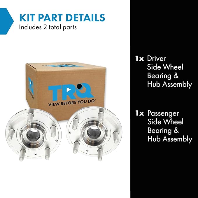 TRQ Left and Right Wheel Bearing and Hub Assembly Set 2 Piece Compatible with 10-15 Chevrolet Camaro LT LS Manual Transmission 16-19 Camaro 19-20 Buick Envision 16-20 Cadillac CT6 2019 CTS