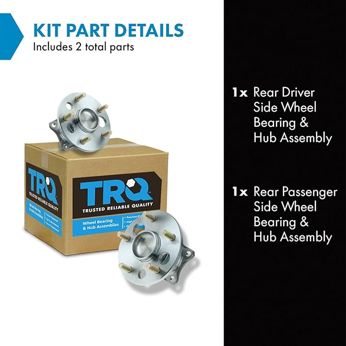 TRQ Rear Wheel Bearing and Hub Assembly Set 2 Piece Compatible with 99-01 Toyota Camry Without ABS 97-98 93-96 99-03 Solara Without 95-96 Avalon Without 1992 Without