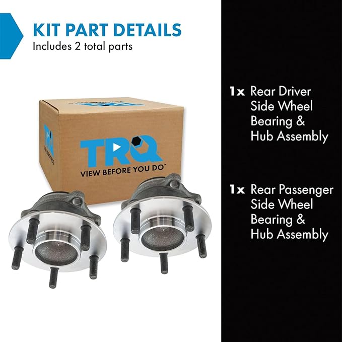 TRQ Rear Left and Right Wheel Bearing and Hub Assembly Set 2 Piece Compatible with 2014-2021 Mazda 6 2013-2021 CX-5 Front Wheel Drive