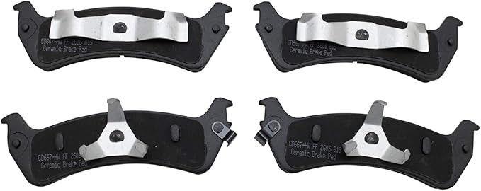 TRQ Rear Brake Pads Ceramic Hardware Wear Sensor Compatible with 1995-2001 Ford Explorer 2001-2003 Explorer Sport 2003-2005 Explorer Sport Trac 1998-2002 Ranger 1997-2001 Mercury Mountaineer