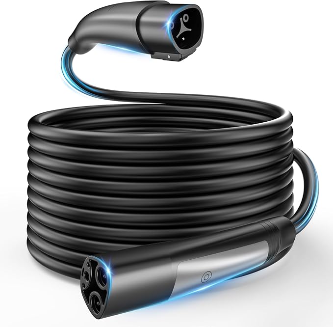 21ft 48A for Tesla Charger Extension Cable - UL Certified Heavy-Duty Silver-Plated NACS EV Extension Cord Compatible with Tesla Mobile Connector & Wall Charger, Model 3/Y/S/X/Cybertruck (Black)