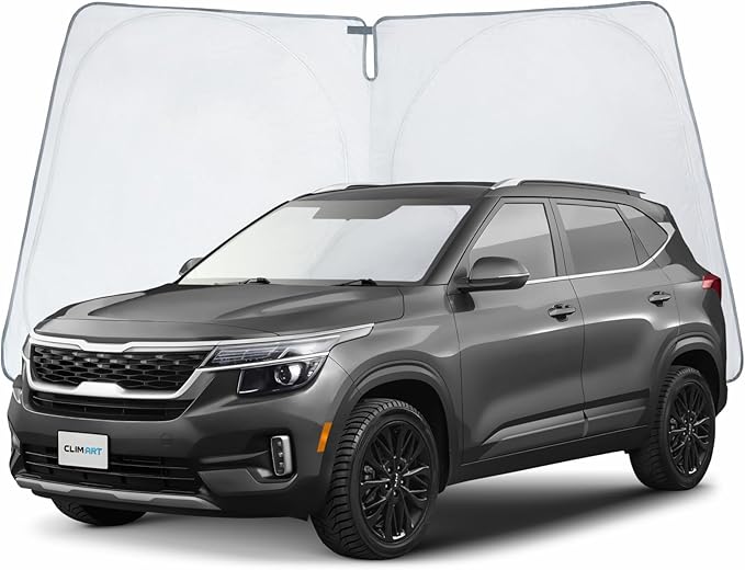 CLIM ART Windshield Sun Shade for Kia Seltos 2021-2026, Custom-Fit Foldable Car Sunshade, Vehicle Sun Protector, Front Auto Windshield Cover, Car Accessories - WS3029
