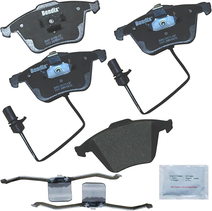 Bendix Priority1 CFC1111 Ceramic Front Brake Pads compatible with Audi A4 2009-2005, A4 Quattro 2003, A4 Quattro 2009-2005, A6 Quattro 2011-2005, S3 2012-2011, S4 2009-2004, VW Golf R 2012