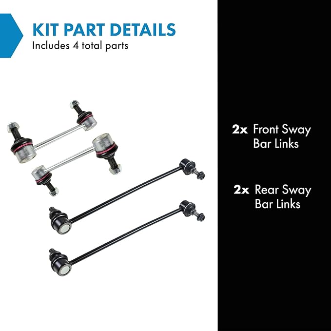 TRQ Front and Rear Sway Bar Link Set 4 Piece Compatible with 1999-2006 Volvo S80 2001-2009 S60 2001-2007 V70 2003-2007 XC70 2003-2014 XC90
