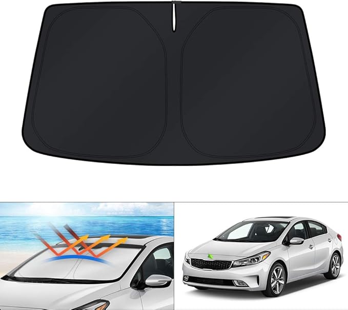 KUST Windshield Sun Shade for Kia Forte 2014 2015 2016 2017 2018 Accessories Custom Fit Window Shade Sun Visor Protector Foldable Blocks UV Rays Keep Your Car Cooler