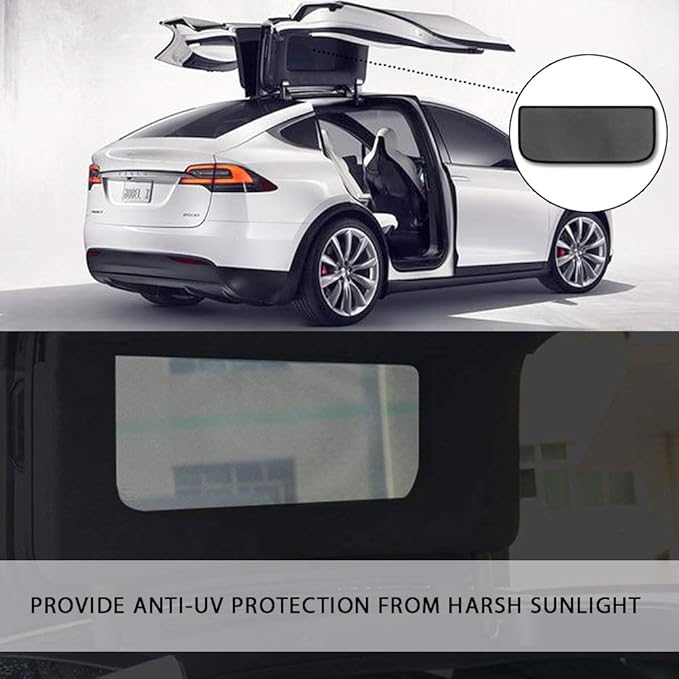 Upgrade Falcon Wing Windows Foldable Sunroof Shades UV Rays Protection - 2 Pieces Compatible with Tesla Model X (Black)