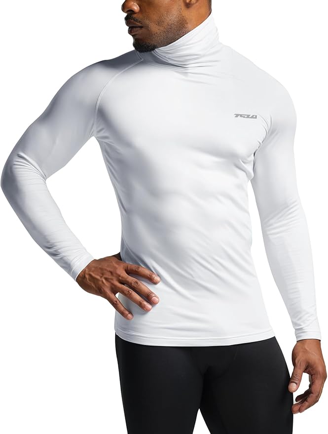 TSLA Men's Thermal Long Sleeve Compression Shirts, Mock/Turtleneck Winter Sports Running Base Layer Top